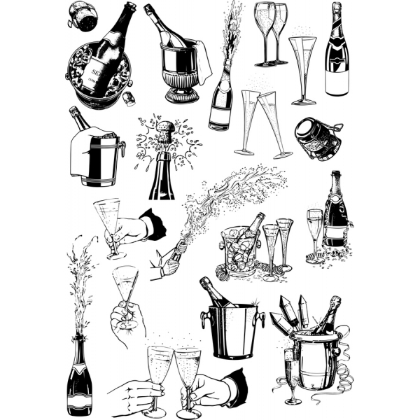 Elegante Champagne Vector Illustraties Bundel Elegante Champagne Vector Illustraties Bundel