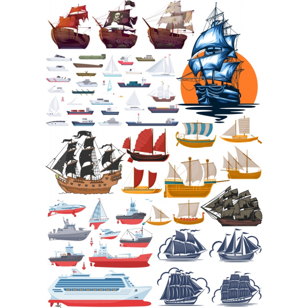 Náutico Clipart De Vetor Integrado: Os Navios E Os Barcos De Ilustrações Náutico Clipart De Vetor Integrado: Os Navios E Os Barcos De Ilustrações