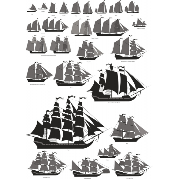Tall Ship Vecteur Clipart Set