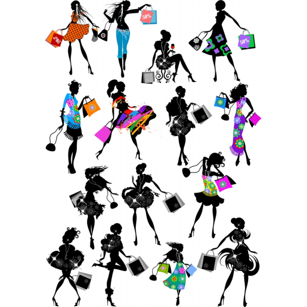 Fashion Shopping Vektorové Obrázky Clipart Nastaviť Fashion Shopping Vektorové Obrázky Clipart Nastaviť
