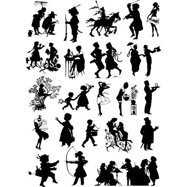 复古的轮廓的剪贴画设置永恒的矢量的插图 复古的轮廓的剪贴画设置永恒的矢量的插图