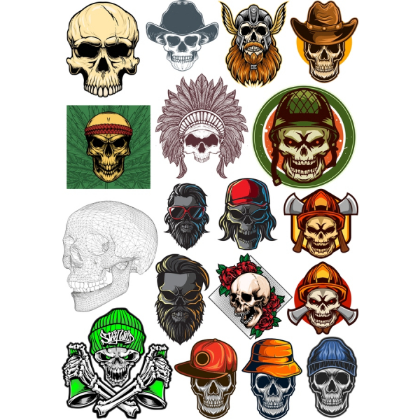 Kraniet Vektor Clipart Bundle - 16 Unikke SVG &amp; PNG Design