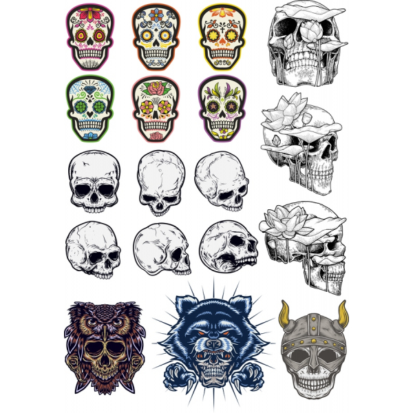 Caveiras & Florais De Clipart De Vetor Pacote Caveiras & Florais De Clipart De Vetor Pacote