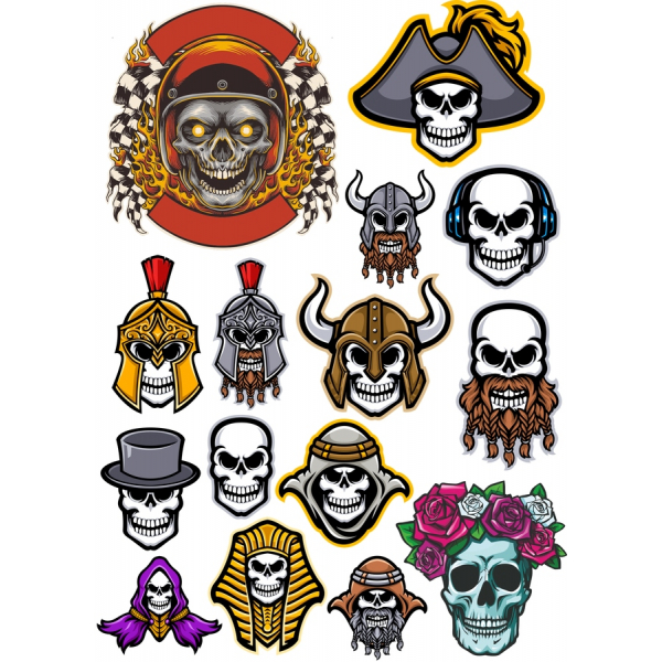 Bundel Vektor Ilustrasi Tengkorak - 13 Desain Clipart Unik