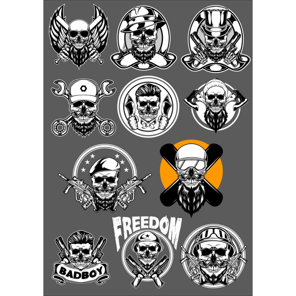 Edgy Kraniet Vektor Clipart Samling