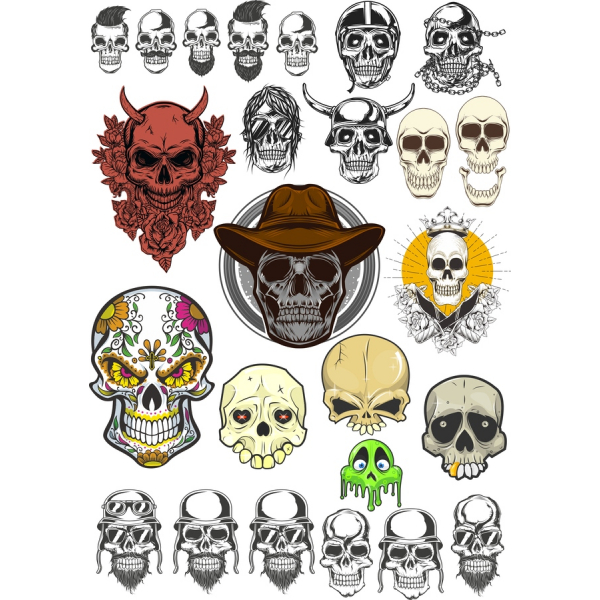 Schädel Vektor Clipart Bundle - 20 Einzigartige Designs Schädel Vektor Clipart Bundle - 20 Einzigartige Designs