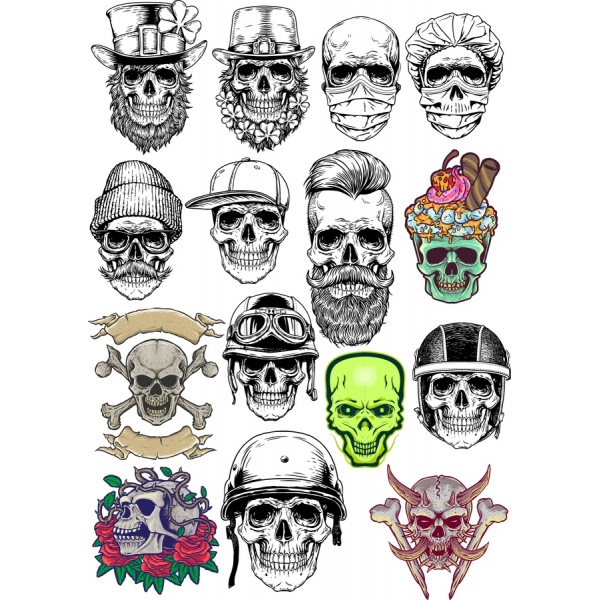 Cranio Clipart Vector Set - 16 Disegni Unici per Progetti Creativi Cranio Clipart Vector Set - 16 Disegni Unici per Progetti Creativi