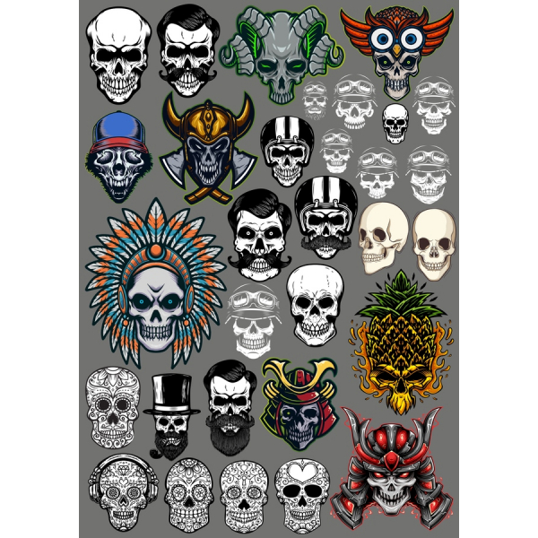 Wektor zestaw klipartów z Czaszką - Unikatowe ilustracje Wektor zestaw klipartów z Czaszką - Unikatowe ilustracje