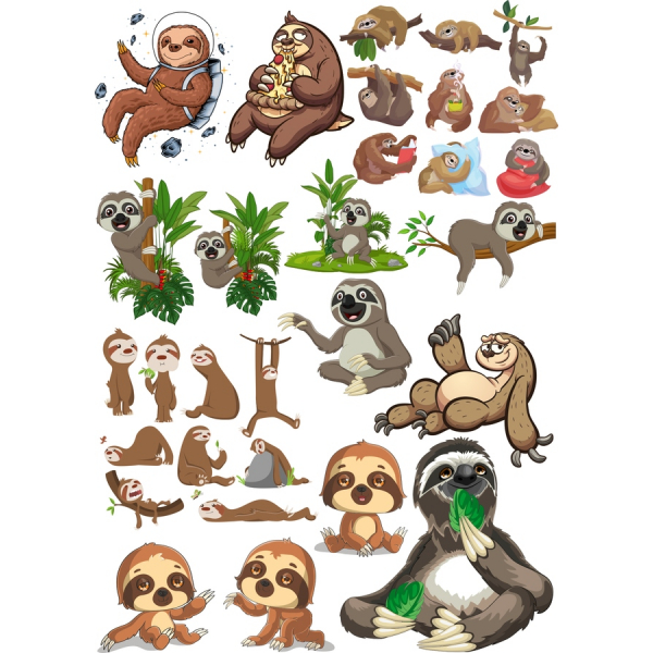 Sloth Vector Cliparts Collection - Adorable Illustrations for Every Project