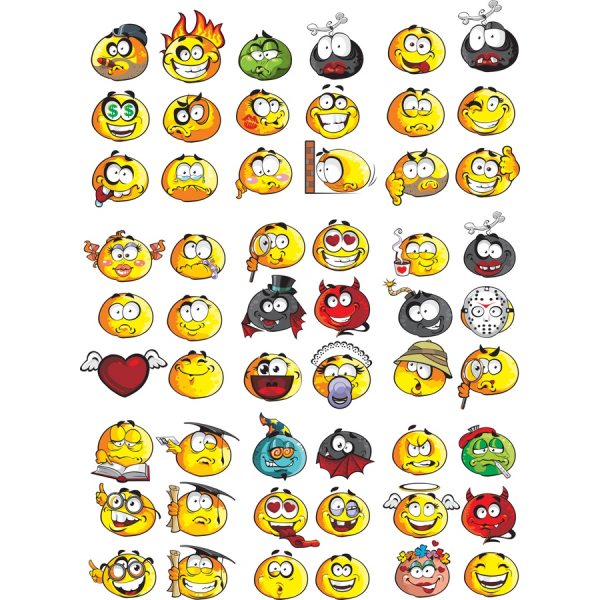 Εκφραστική Emoji Διάνυσμα Clipart Set - 50 Μοναδικά Σχέδια