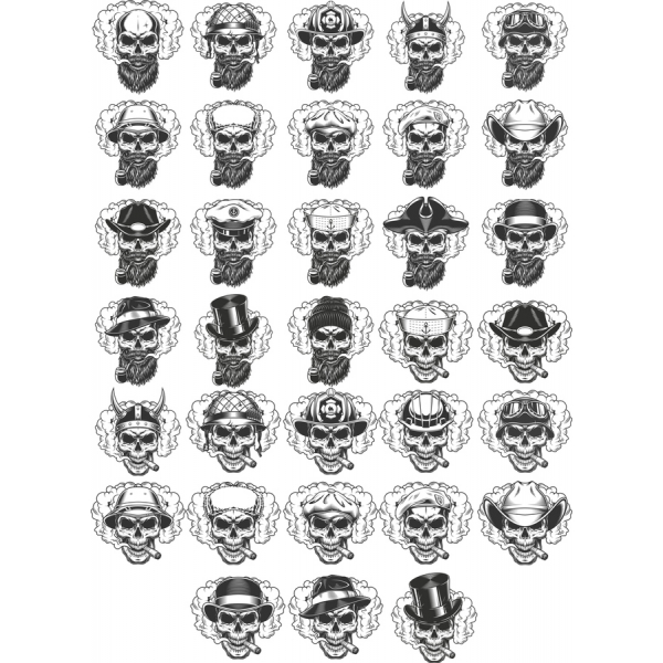 Cranio A Tema Vettoriale Clipart Bundle: 36 Illustrazioni Uniche Cranio A Tema Vettoriale Clipart Bundle: 36 Illustrazioni Uniche