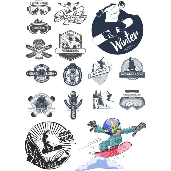 Snowboard Clipart Bundle-Kış sporları için Vektör İllüstrasyonları Snowboard Clipart Bundle-Kış sporları için Vektör İllüstrasyonları