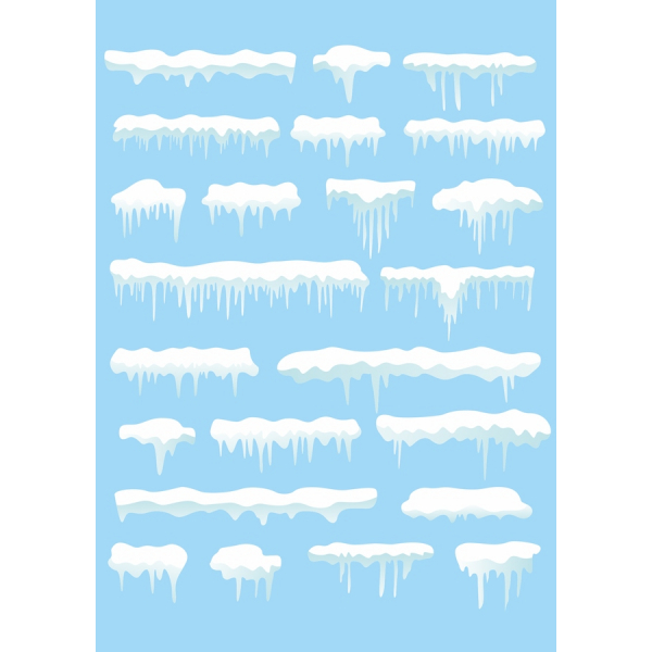 Winter Wonderland Vettoriale Clipart Bundle - Snow &amp; Ghiacciolo Illustrazioni