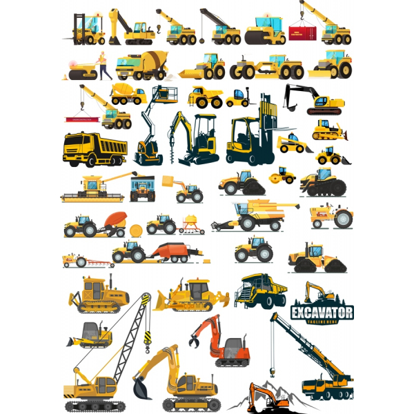 Construction Vehicle Vector Clipart Set - SVG & PNG Bundle Construction Vehicle Vector Clipart Set - SVG & PNG Bundle