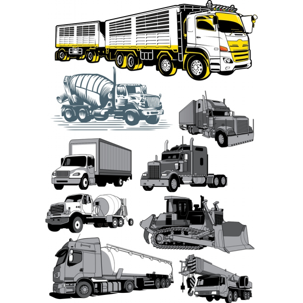 Premium Heavy-Duty Vozidla Vektor Klipart Balík Premium Heavy-Duty Vozidla Vektor Klipart Balík