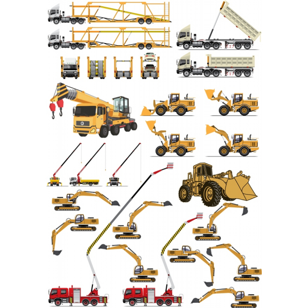Bouw Het Voertuig Vector Clipart Bundel