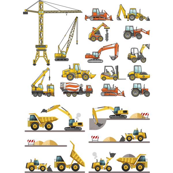 Konstruktion Køretøjer Vektor Clipart Sæt Konstruktion Køretøjer Vektor Clipart Sæt