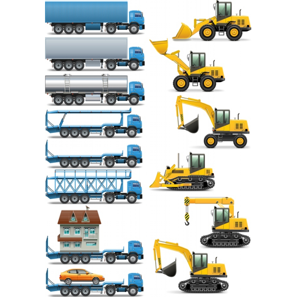 Heavy-Duty Voertuigen En Bouwmachines Vector Set