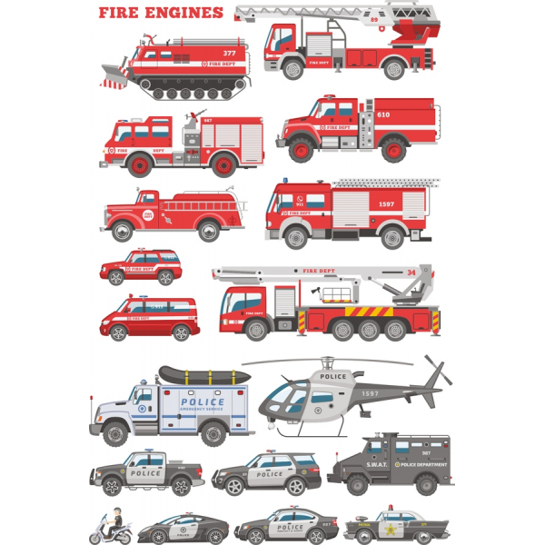 Bombeiros De Emergência E Veículos De Ilustração Vetorial Definido Bombeiros De Emergência E Veículos De Ilustração Vetorial Definido