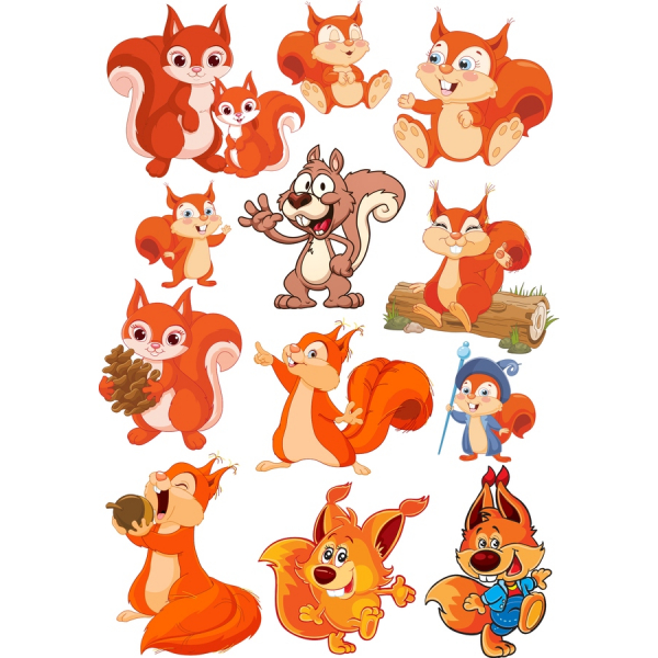 Sød Egern Vektor Clipart Sæt Sød Egern Vektor Clipart Sæt