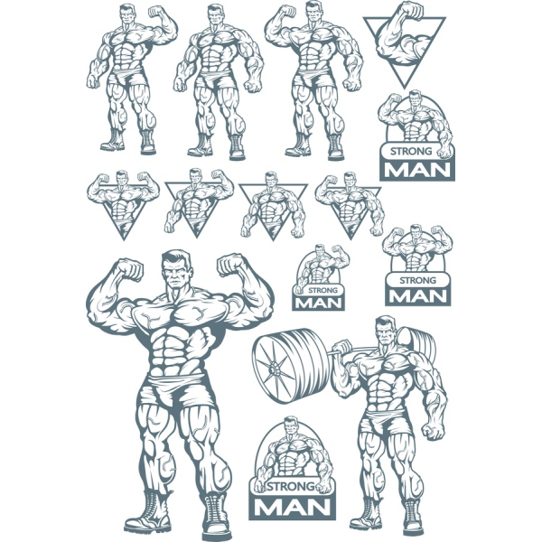 Uomo Forte Clipart Vector Set - Fitness Illustrazioni Bundle Uomo Forte Clipart Vector Set - Fitness Illustrazioni Bundle