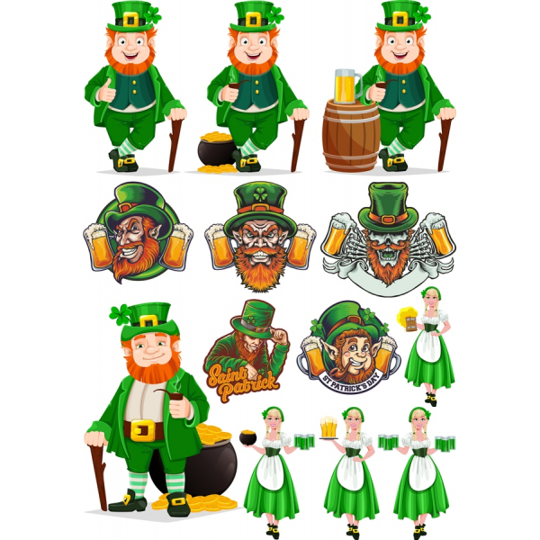 Set Vector клипартов Gününə St Patrick Set Vector клипартов Gününə St Patrick