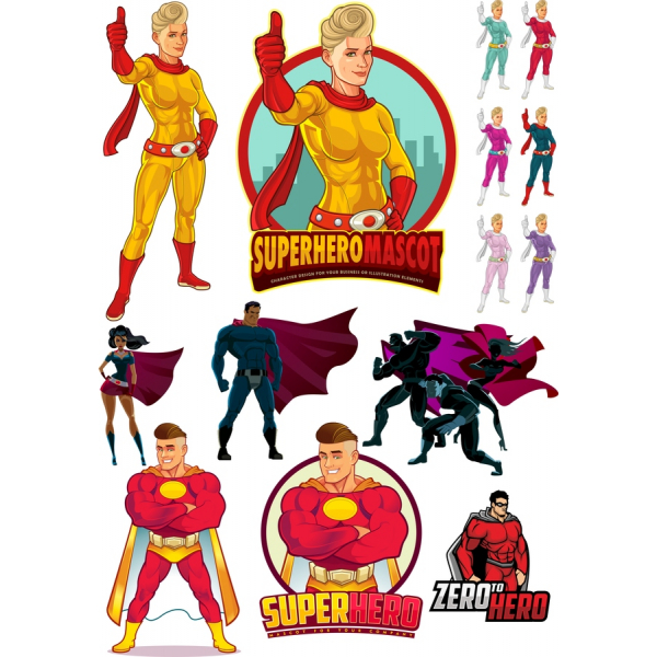 Superhero Mascot Vector Bundle - Dynamic Illustrations for Creative Projects Superhero Mascot Vector Bundle - Dynamic Illustrations for Creative Projects