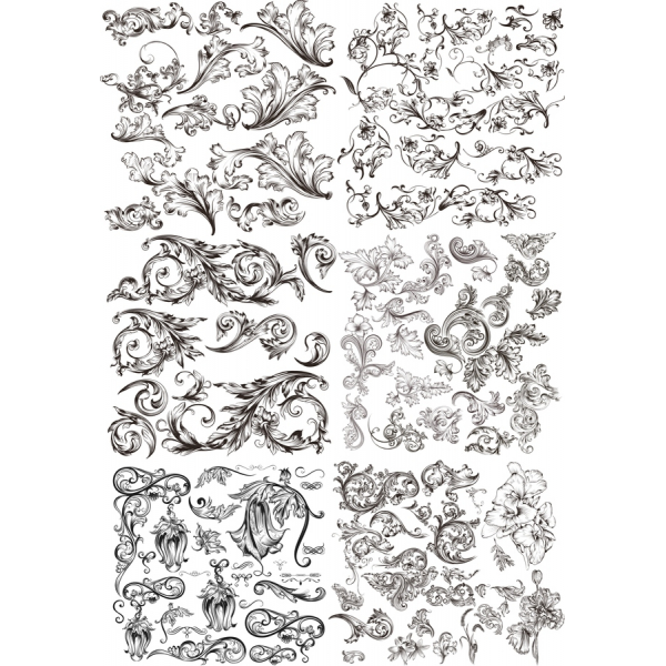 Vintage Blomster Vektor Clipart Sæt - Elegant Design-Elementer Vintage Blomster Vektor Clipart Sæt - Elegant Design-Elementer