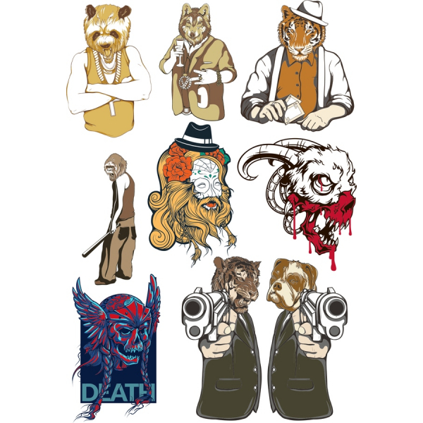 Zvířecí Inspiroval Vektorové Ilustrace Bundle - Jedinečné Kliparty Kolekce