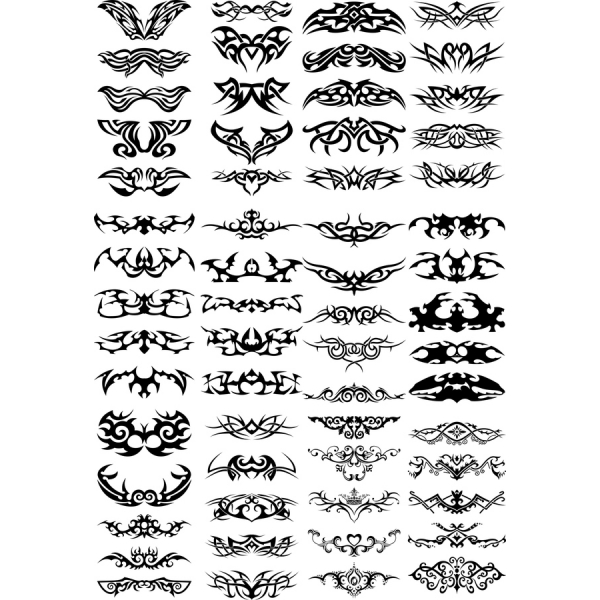 Wektor zestaw klipartów Tribal - 50 Unikalnych wzorów w formacie SVG i PNG
