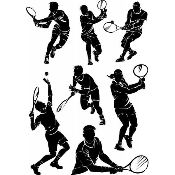 Tenis De Acción Del Vector De Imágenes Prediseñadas Conjunto Tenis De Acción Del Vector De Imágenes Prediseñadas Conjunto