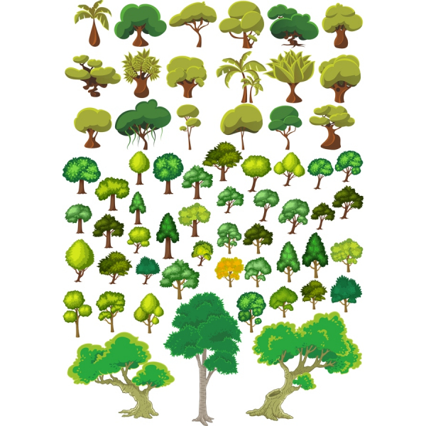 Vektor Stromy Clipart Bundle - Krásná Příroda, Ilustrace Vektor Stromy Clipart Bundle - Krásná Příroda, Ilustrace