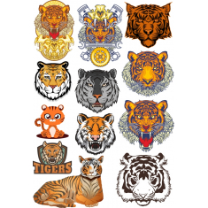 Tiger Clipart Bundle - 12 Unikke