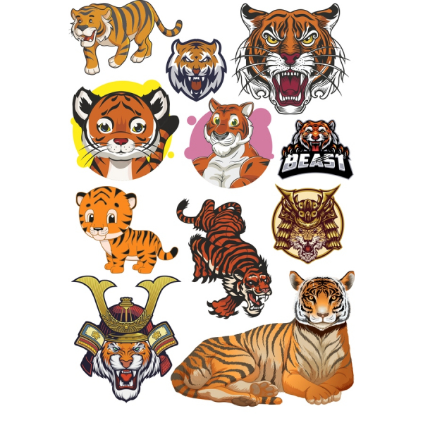 Tiger Vektorové Ilustrace Bundle - Divoký a Rozkošný Clipart