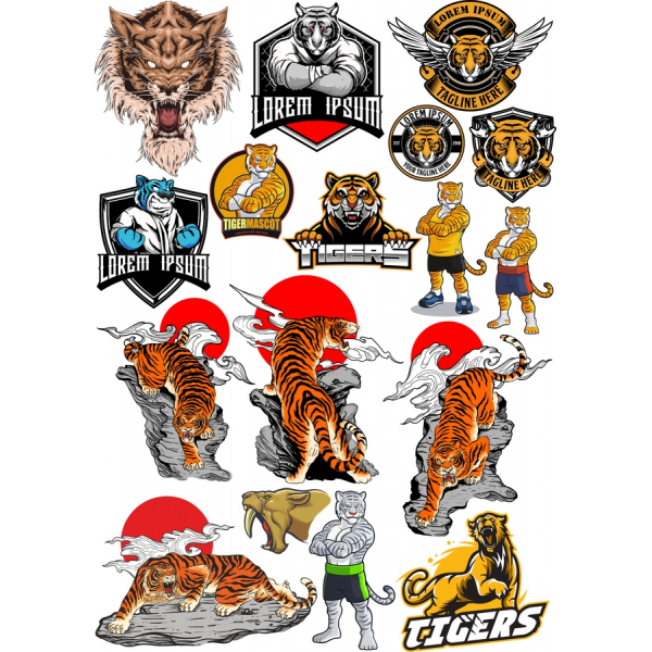 Fierce Tiger Vector Cliparts Bundle Fierce Tiger Vector Cliparts Bundle