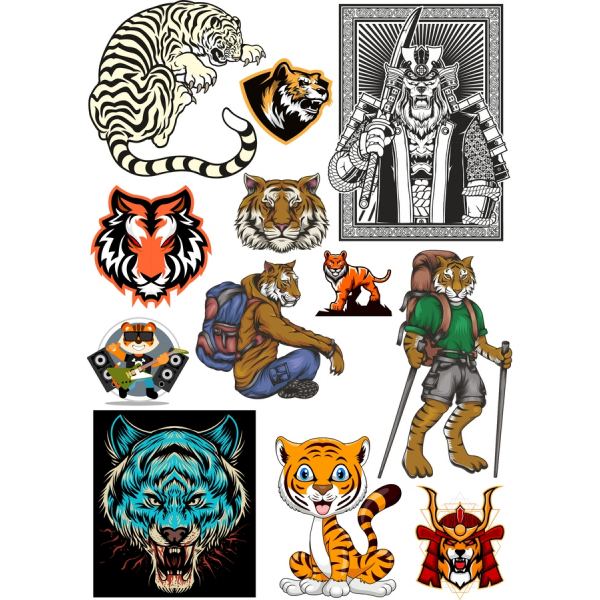 ببر Vector Clipart بسته نرم افزاری - شدید و اهل تفریح و بازی, تصاویر ببر Vector Clipart بسته نرم افزاری - شدید و اهل تفریح و بازی, تصاویر