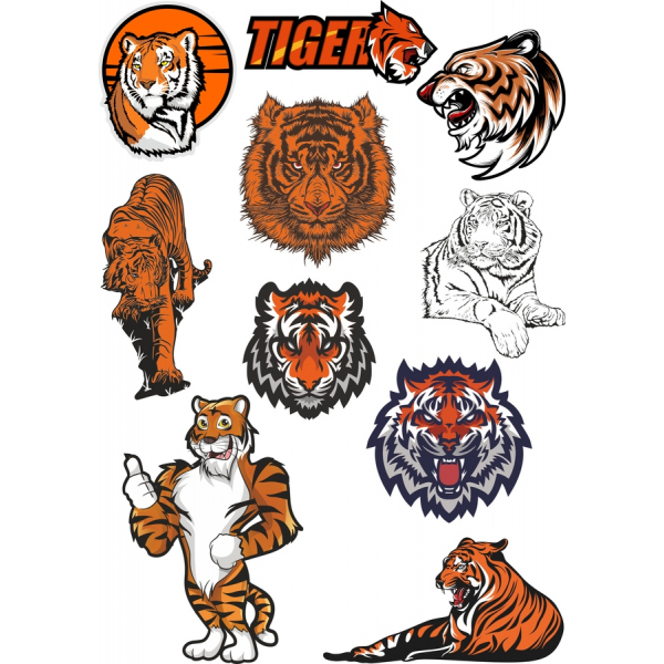 Tiger Vettoriale Clipart Bundle - Feroce e Dinamico Illustrazioni Tiger Vettoriale Clipart Bundle - Feroce e Dinamico Illustrazioni
