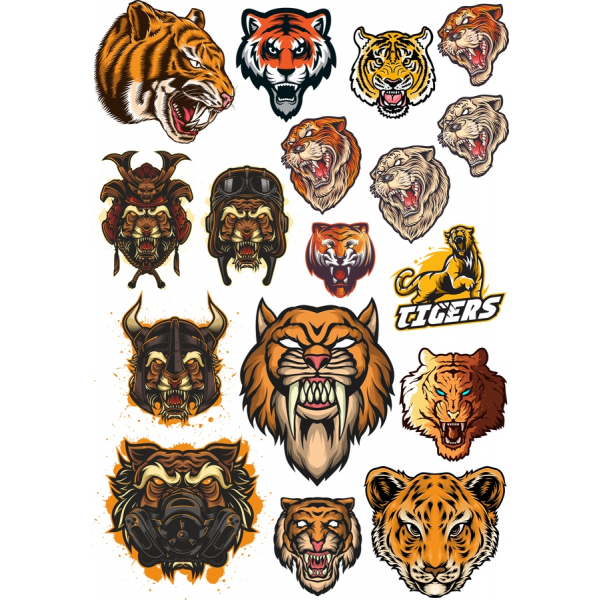 Dynamisk Tiger Vektor Clipart Sæt Dynamisk Tiger Vektor Clipart Sæt