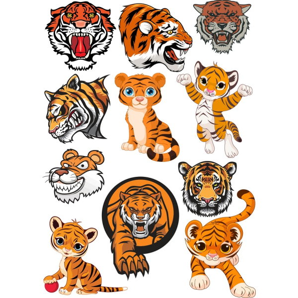 Tigre Ilustrações Vetoriais Bundle - 12 Únicos Elementos Decorativos Tigre Ilustrações Vetoriais Bundle - 12 Únicos Elementos Decorativos