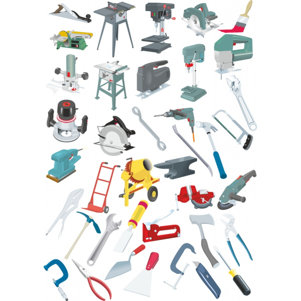 Umfangreiche Vektor-Tool-Illustrationen Eingestellt Umfangreiche Vektor-Tool-Illustrationen Eingestellt