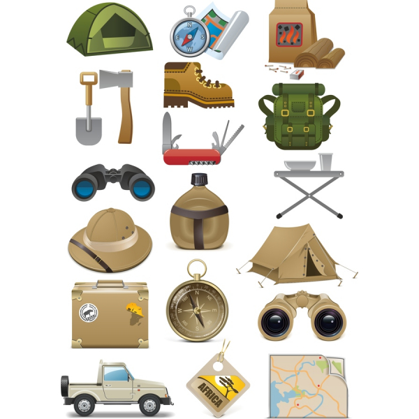 Wektorowe Ikony dla Przygoda Kempingu Wektorowe Ikony dla Przygoda Kempingu