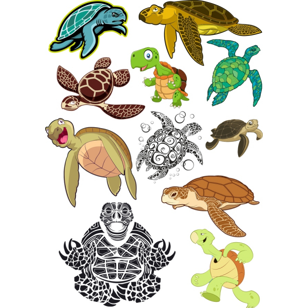 Turtle Vektor Clipart Sæt - Sjove Og Finurlige Illustrationer Skildpadden Turtle Vektor Clipart Sæt - Sjove Og Finurlige Illustrationer Skildpadden