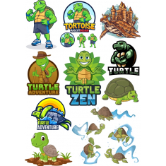Kaplumbağa Macera Clipart Paketi: 8 Benzersiz