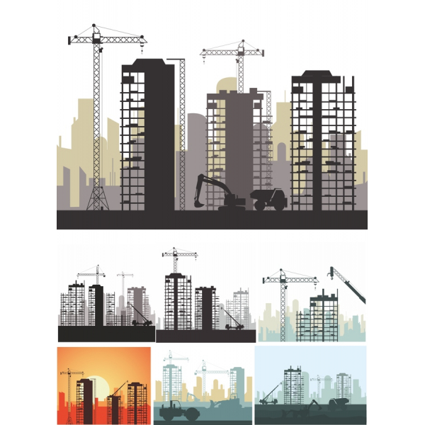Städtischer Bau-Vektor-Clipart-Set Städtischer Bau-Vektor-Clipart-Set