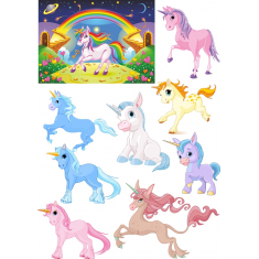 Whimsical ยูนิคอร์น Clipart สวมเสื้อกันหนาวได้-ชุดสะสม