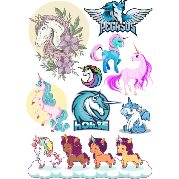 Unicórnios & Pegasi Ilustrações Vetoriais Bundle Unicórnios & Pegasi Ilustrações Vetoriais Bundle