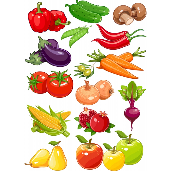 Vektor Grøntsager Clipart Bundt Frisk &amp; Farverige Illustrationer