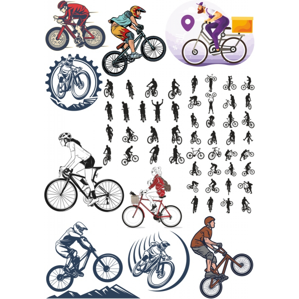 Escursioni in bicicletta Clipart Set - Illustrazioni Vettoriali per Progetti Creativi Escursioni in bicicletta Clipart Set - Illustrazioni Vettoriali per Progetti Creativi