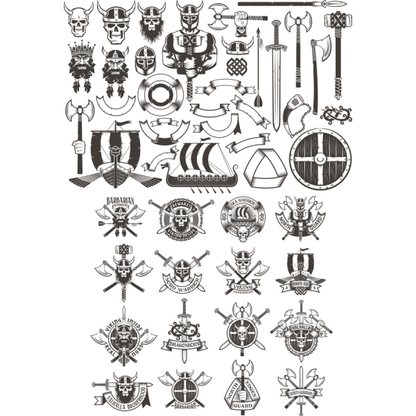 Viking Vektor Klipart Set - SVG A PNG Ilustrace Viking Vektor Klipart Set - SVG A PNG Ilustrace
