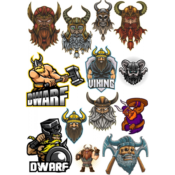 Norse Mythology-Vektor-Bundle: Wikinger & Zwerge Clipart-Set Norse Mythology-Vektor-Bundle: Wikinger & Zwerge Clipart-Set